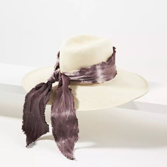 Anthropologie Rancher Artesano Tie Dye Trim Straw Hat Size L
